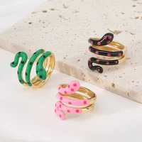 colorful enamel snake rings for women geometric open adjustable finger ring 2022 trend boho aesthetic couple jewerly anillos