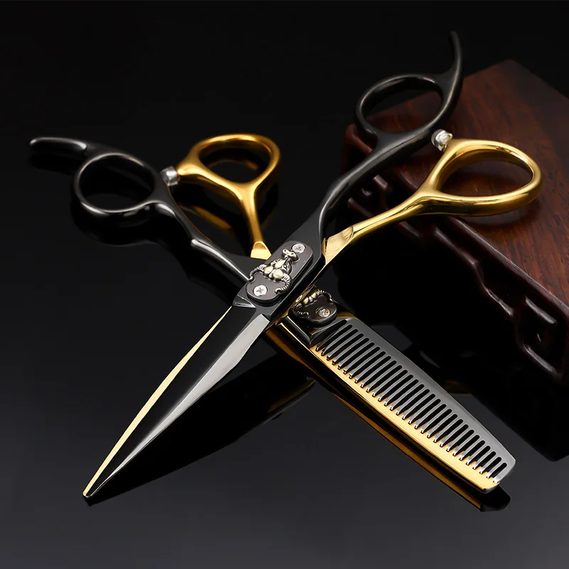 

Professional 6 Inch Barber Shop 9Cr Black Bullfight Hair Scissor 25-30% V-tooth Thinning Scissors Cutting Clipper Haircut Shears