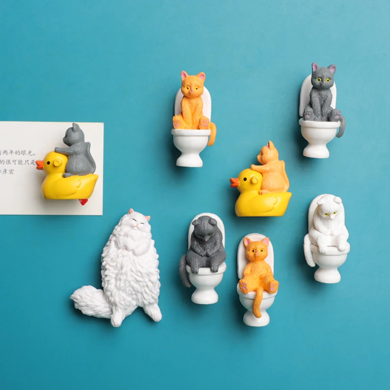 

Cute Cartoon Toilet Kitty Stereo Refrigerator Magnetic Stickers Refrigerator Decoration Magnetic Stickers Creative Home Decore