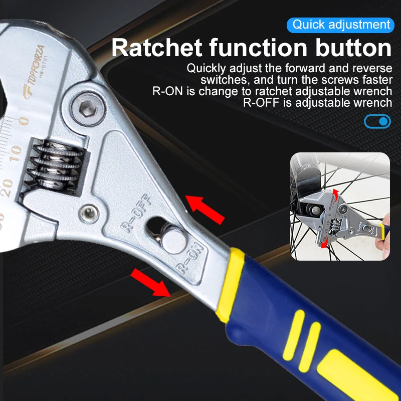 TOPFORZA Регулируемый ключ Ключ с храповым механизмом из хром-ванадиевой стали