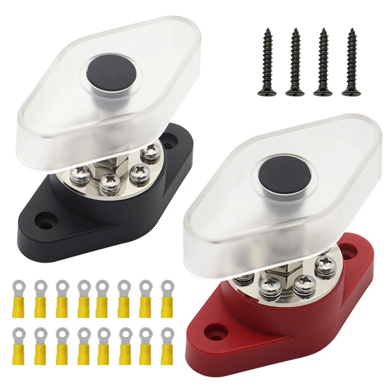 

For Ship Line Modification Accessories, Bus Bar High-Current Terminal Post Replacement Accessories With Lid Stud Red+Black