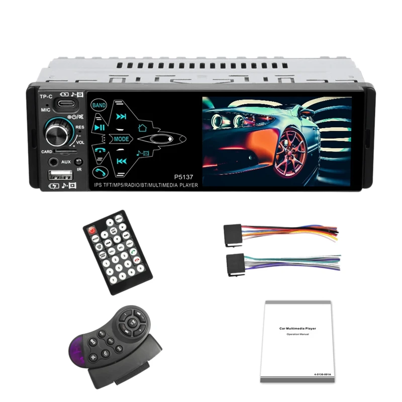 

Car Radio, 3.8 Inch IPS 2.5D OLED Press Screen Bluetooth MP5 Player FM Radio With 2 USB Auto Multimedia Audio Video