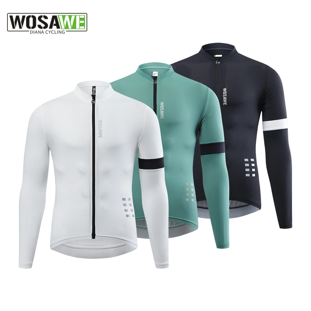 

WOSAWE трикотажная одежда с длинным рукавом, профессиональная команда, гоночный велосипед, Джерси, велосипедная одежда, осенняя сетчатая ткань, дышащие рубашки