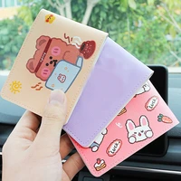rabbit bear cartoon driver license card holder pu leather card case wallet for women bus id protector bank card cover