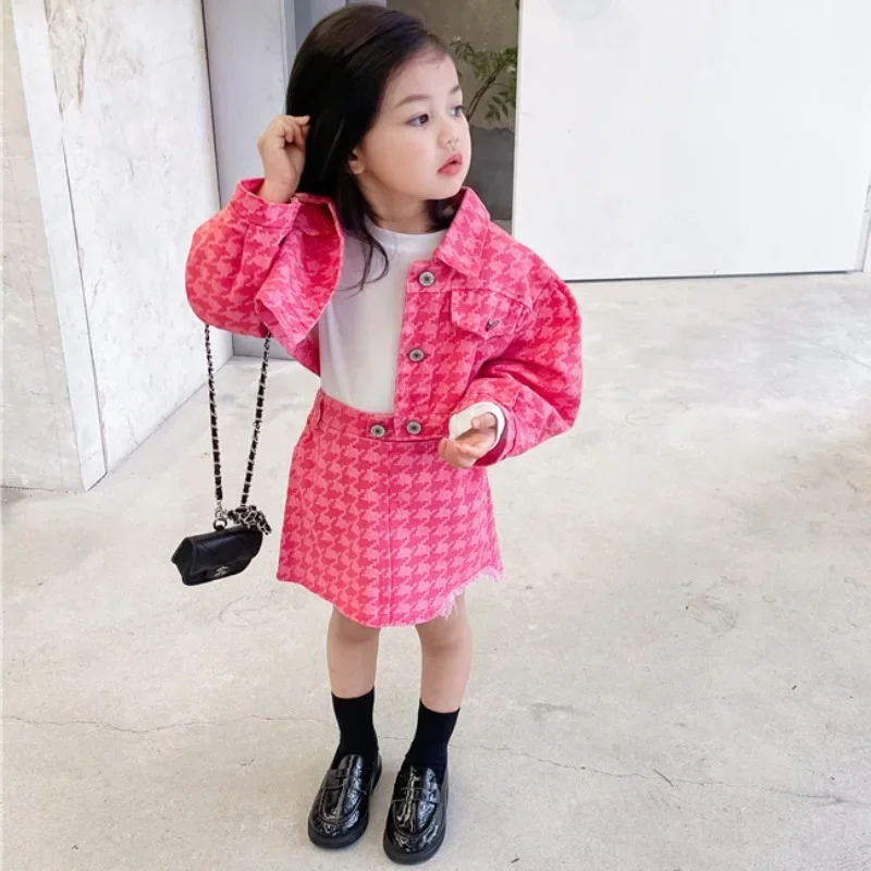 Новое поступление на весну модный костюм из двух предметов для девочек пальто +