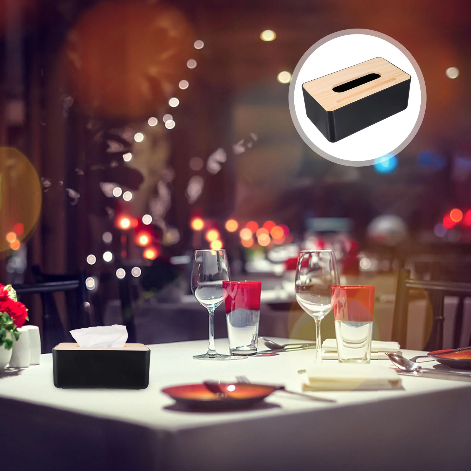 

Tissue Box Holder Facial Dispenser Paper Napkin Cover Wood Container Storage Towel Organizer Bathroom Case Rectangular Desktop