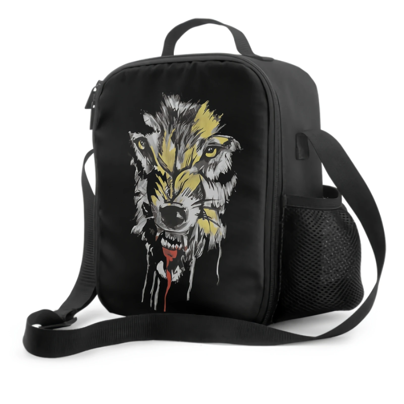 

Leopard Portrait Insulated Thermal Lunch Bags for Boys Girls Washable Crossbody Lunch Container Food Carrier for School Travel