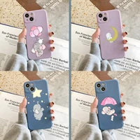 cartoon elephant phone case gray and purple for apple iphone 12pro 13 11 pro max mini xs x xr 7 8 6 6s plus se 2020 cover