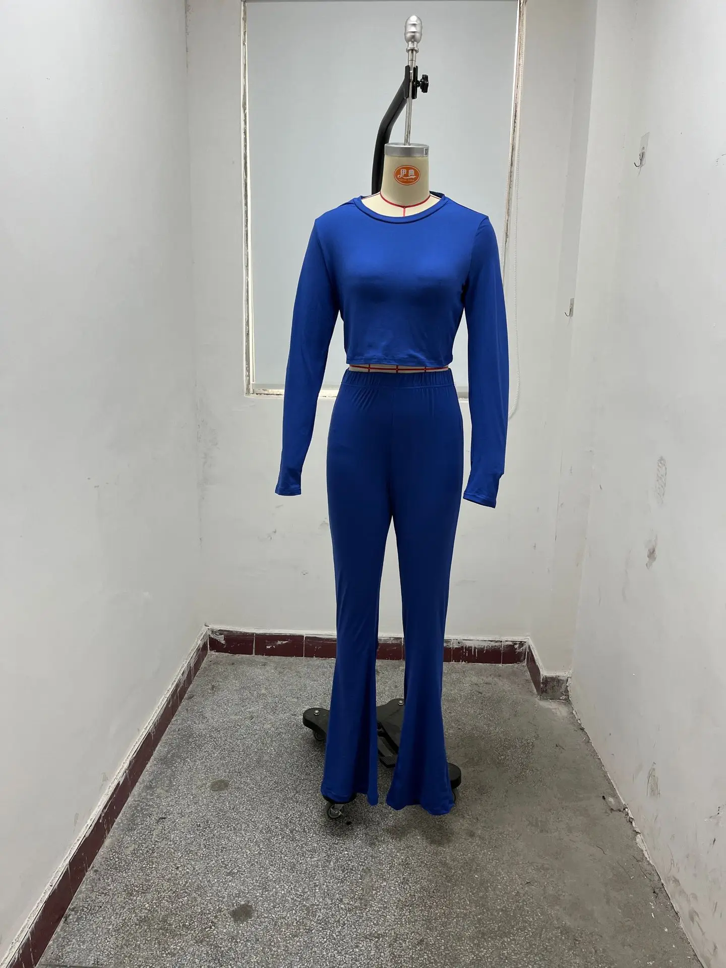 Женский Осенний Модный Топ С Перекрестными Краями Комплект Брюк Высокой Талией