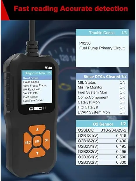 Фото Сканер OBD2 ELM327, полный сканер для проверки автомобиля, чтение и очистка кода, автомобильный прибор для диагностики неисправностей V318 №2