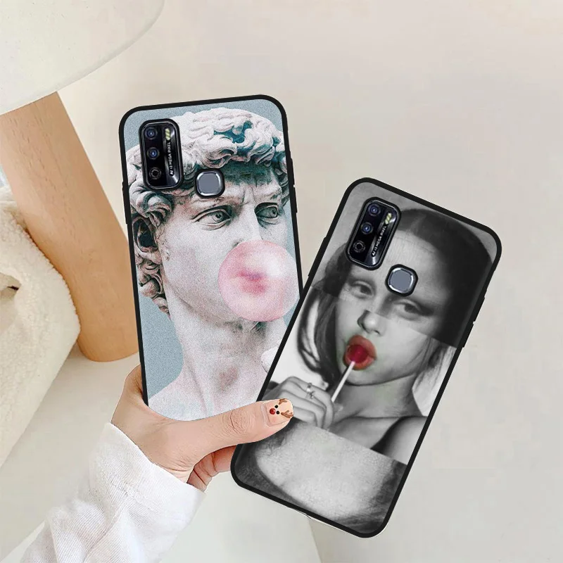 for infinix smart 5 4 note 10 case mona lisa soft funda for infinix hot 10 8 9 play hot10 lite 10t 10s nfc note10 7 zero 8 cover free global shipping
