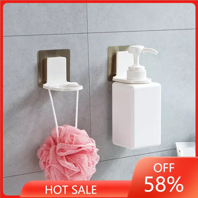

Wall Mounted Self-Adhesive Shampoo Bottle Shelf Liquid Soap Shower Gel Organizer Hook Holder Shelves Hanger Bathroom Accessories