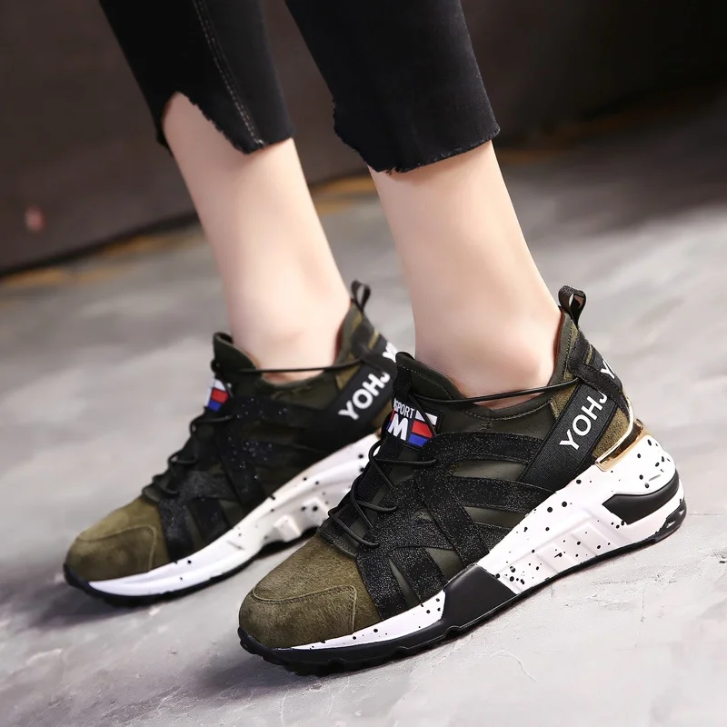 

US Spot！！ In the autumn of 2021 new Korean Harajuku leather casual shoes soled sports shoes running higher platform shoes