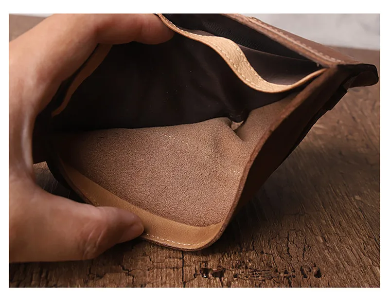 Retro fashion high quality natural real leather ladies short coin purse summer hot sale men anti-theft business card wallet