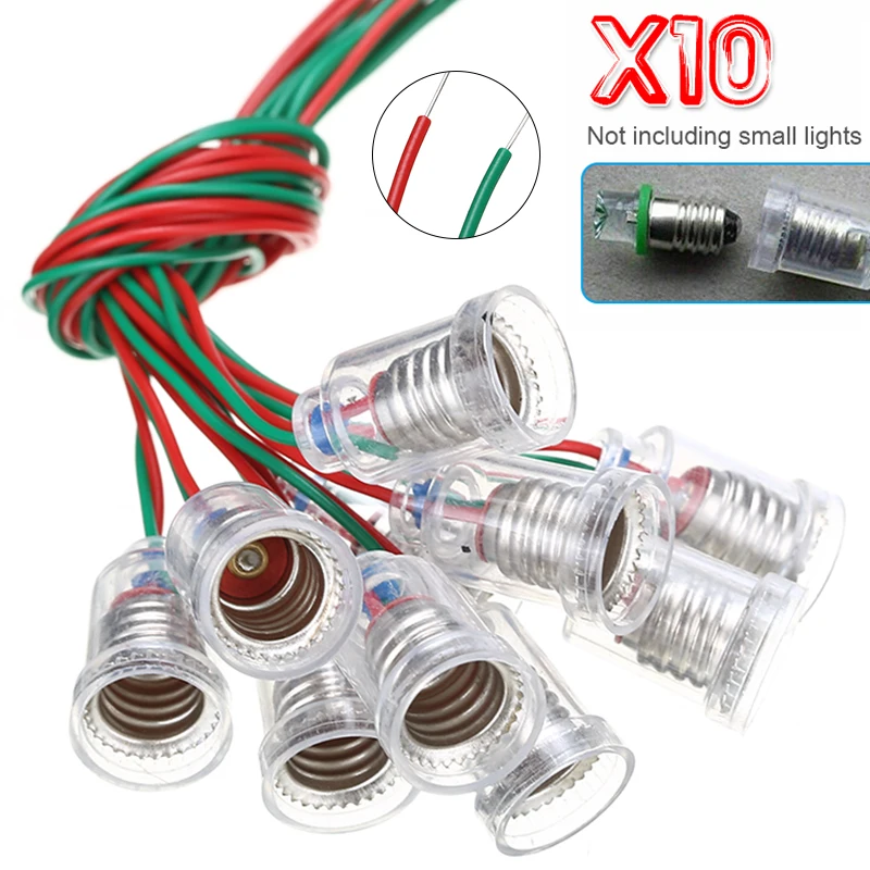 

10pcs Durable Aluminum E10 LED Light Bases Household Lamp Holder Socket Lighting Accessories With 20cm Cable
