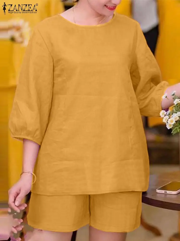 Шорты ZANZEA женские с эластичным поясом Элегантные короткие комплекты блузка