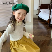 freely move 2022 autumn girls clothing sets baby kids girl clothes long sleeved solid t shirtskirts 2pcs suit children outfits