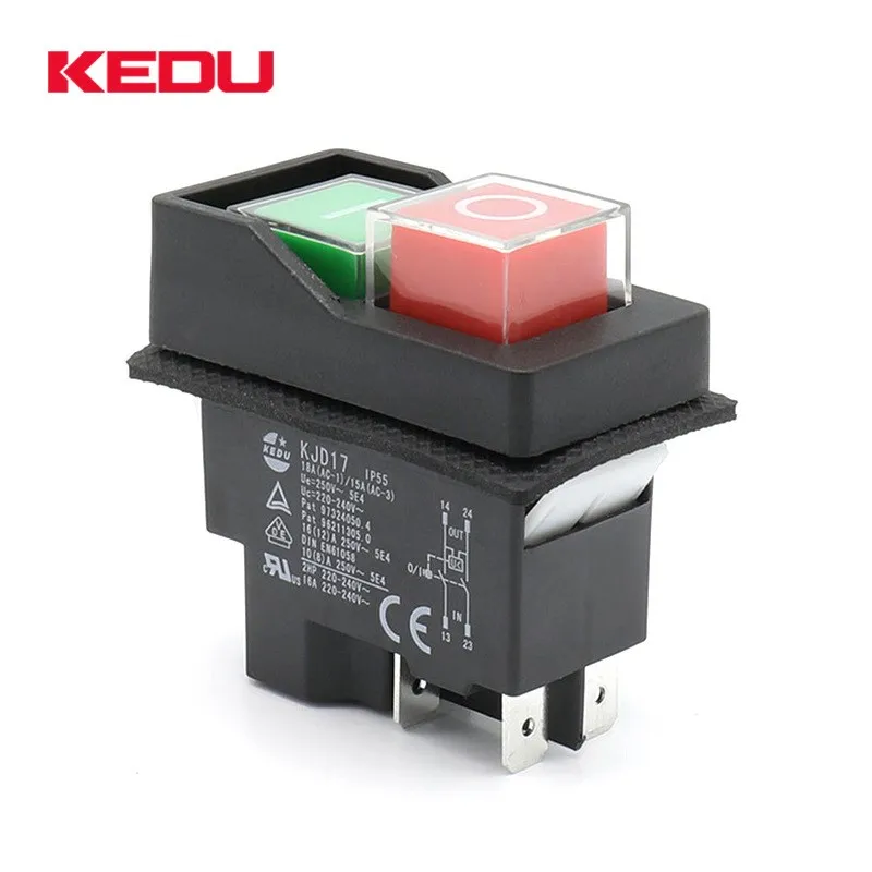 Садовый инструмент KJD17, электромагнитный стартер, кнопочные переключатели, машинное оборудование, IP55 Водонепроницаемый предохранительный переключатель 16 А переменного тока 250 В