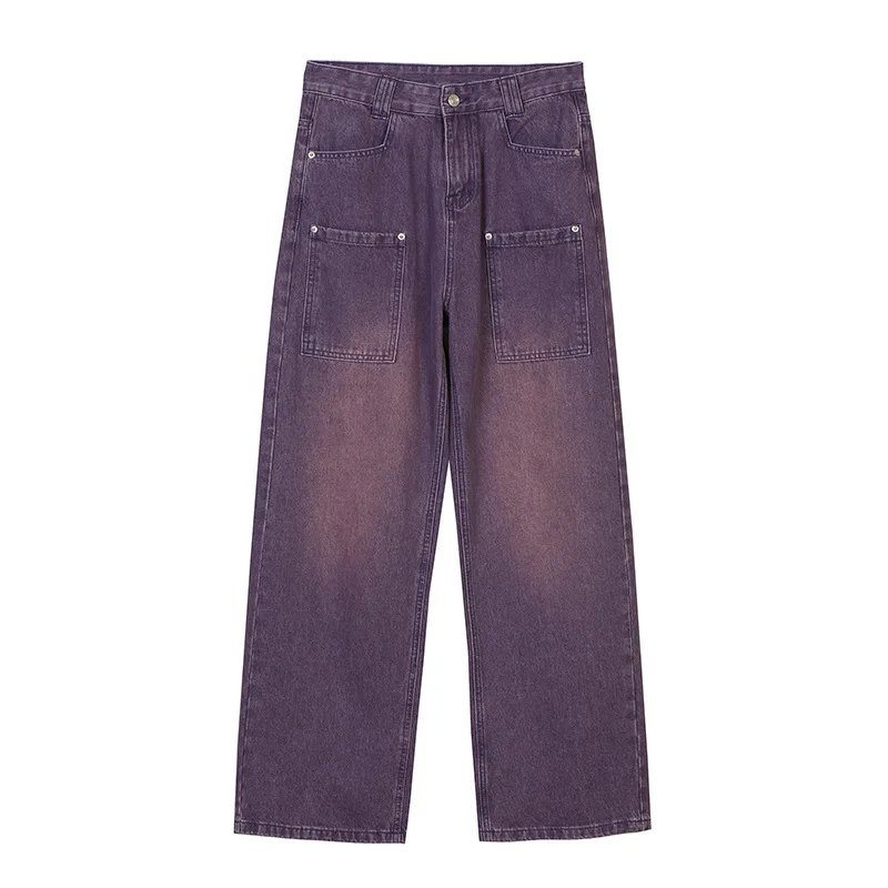 

Purple Cargon Jeans Women Vintage Washed High Waist Baggy Denim Mom Pants Casual Streetwear Harajuku Straight Leg Trousers