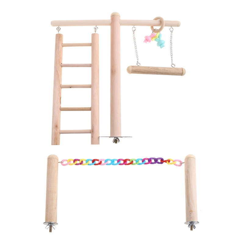 

Bird Cage Stand Play Gym Wood Perch Playground Parrot Climbing Ladder Chewing Chain Swing Activity Exercise Center for Lovebirds