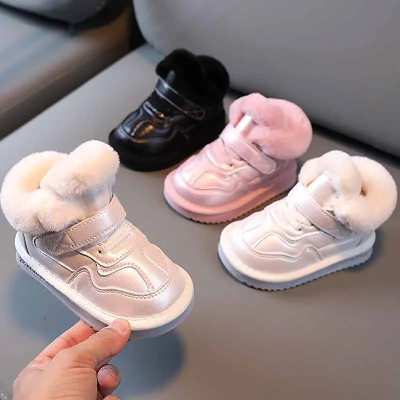 Зимние ботинки для детей модная водонепроницаемая обувь из искусственной кожи