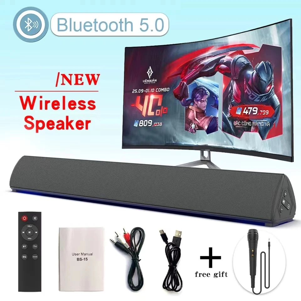 

Portable Wireless Bluetooth Sound Bar Speaker Wired Surround Stereo Home Theater TV Projector System Super Power Speaker System