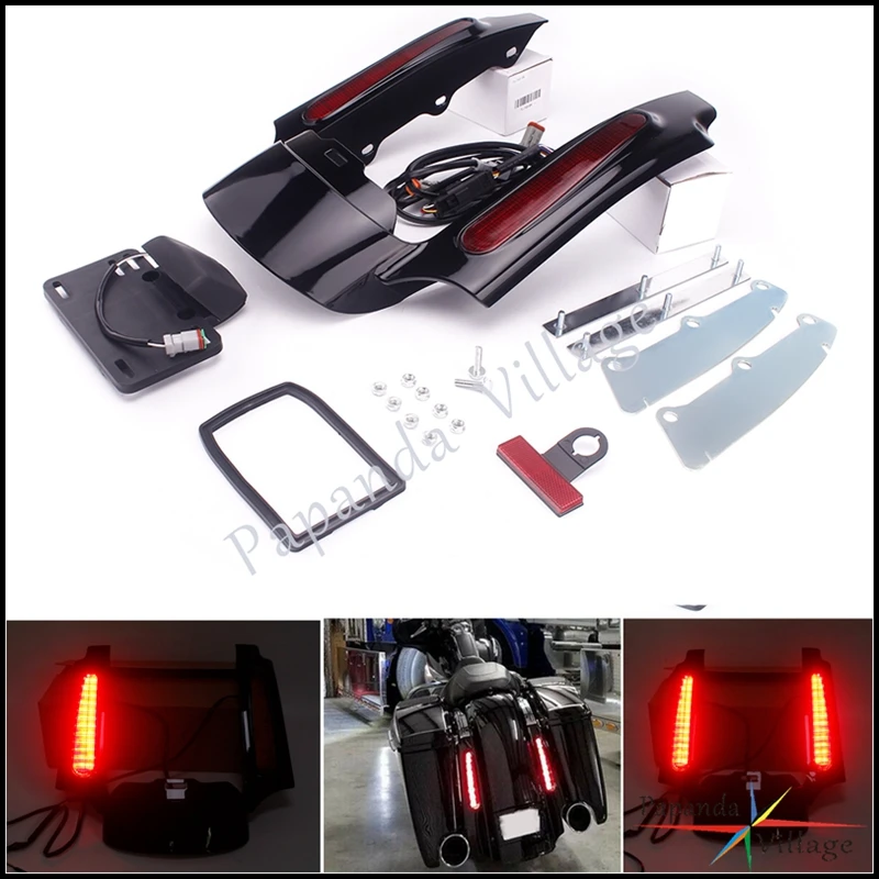 

For Harley Touring Road King Street Glide FLHR FLHX FLHTC Motorcycle Rear LED Fender Fascia w/ Brake Turn Signal Light 2009-2013