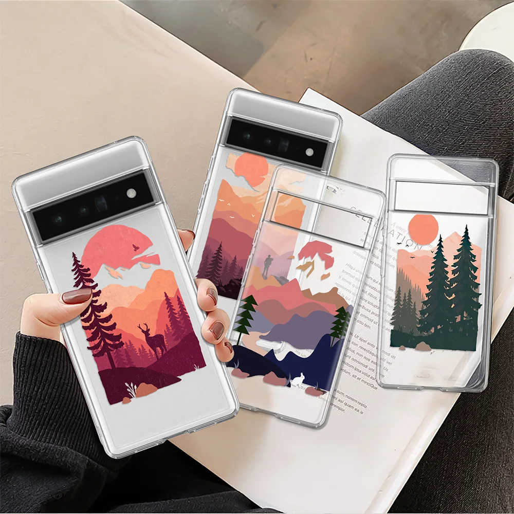Мягкий прозрачный чехол из ТПУ с рисунком заката и загара для Google Pixel 6a 6 Pro 5 5a 4 4a чехол для телефона 4XL 3aXL 3a 3XL 3 2 2XL