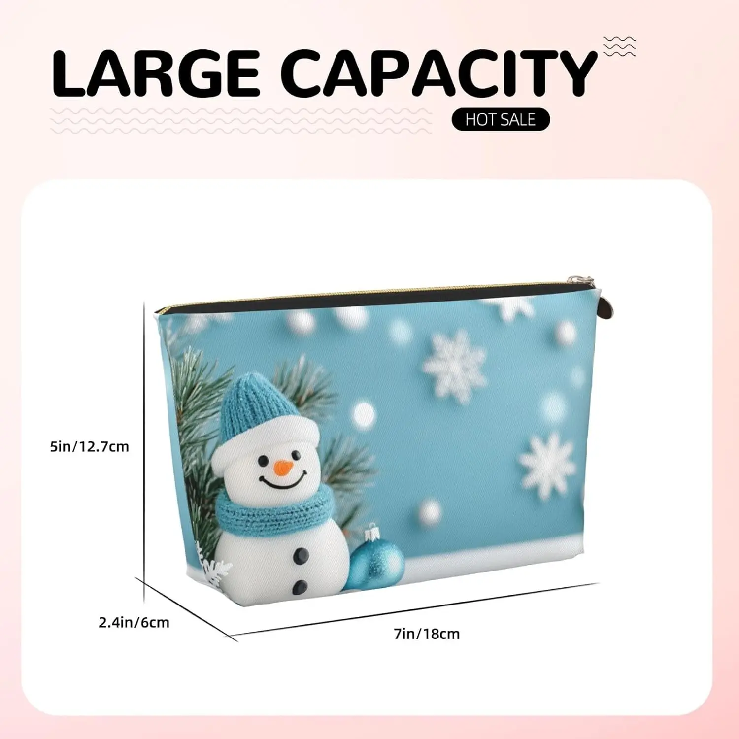 Косметичка Снеговик Синий Зимний Снег Дорожный Органайзер для туалетных