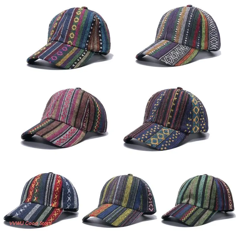 

Бейсбольная кепка в этническом стиле с цветными полосками