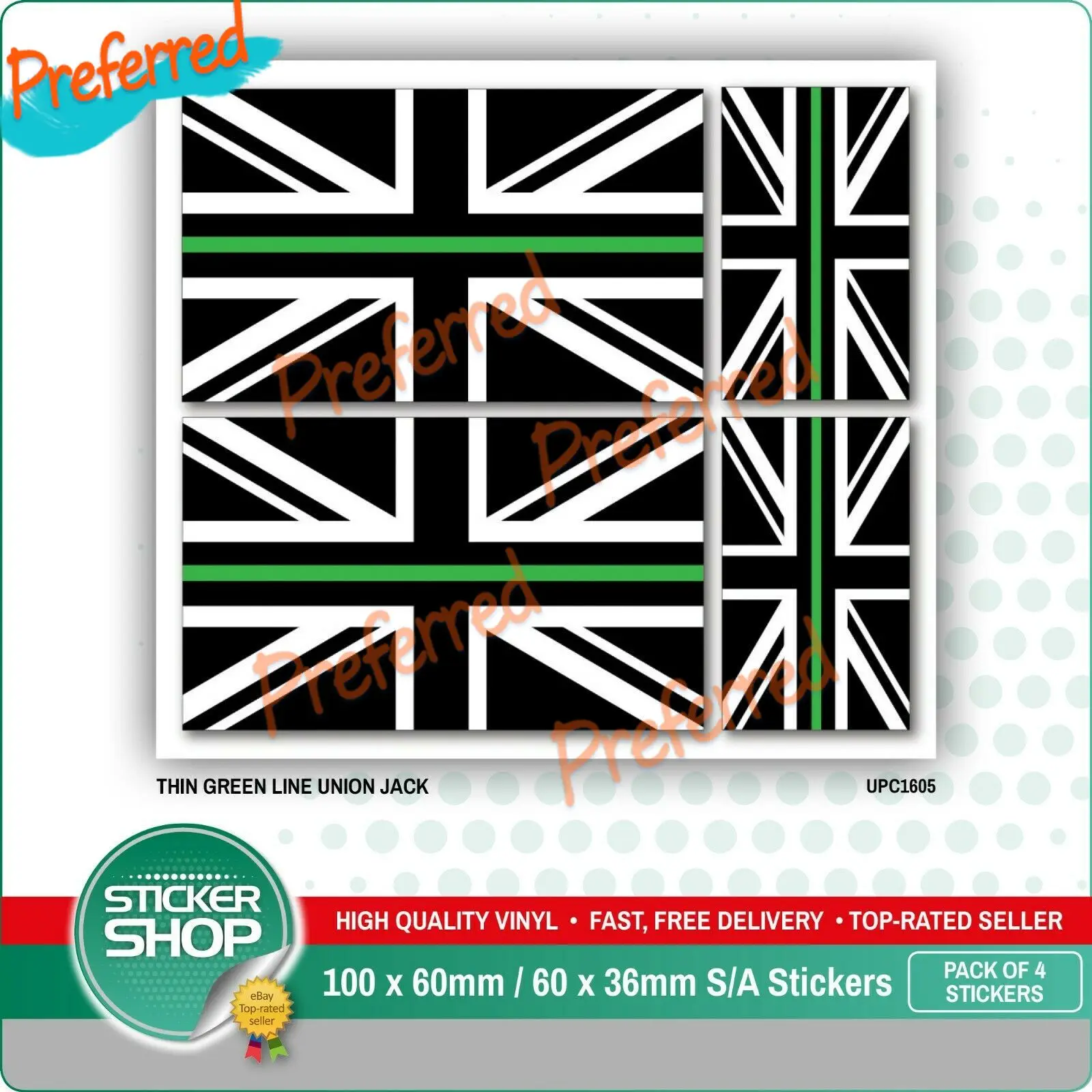

4 X Union Jack British Flag THIN BLUE LINE POLICE VINYL CAR VAN IPAD LAPTOP STICKER BRITISH Waterproof PVC Car Sticker Decals