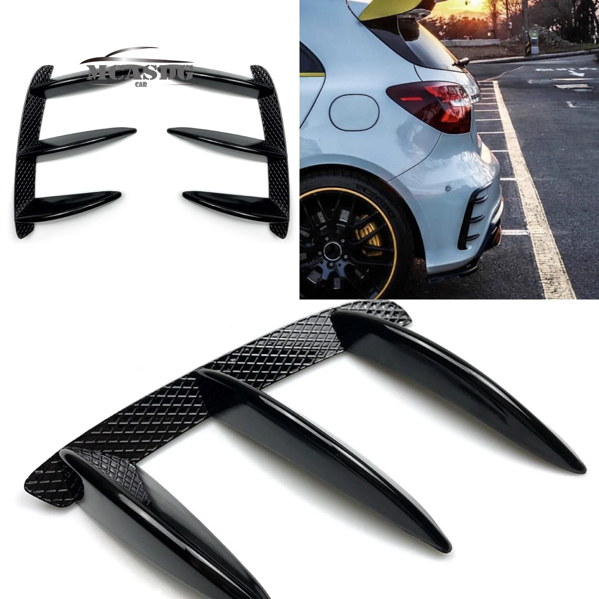 

Glossy Black Rear Bumper Splitter Lip Wing Fit for Mercedes A W176 A250 A45