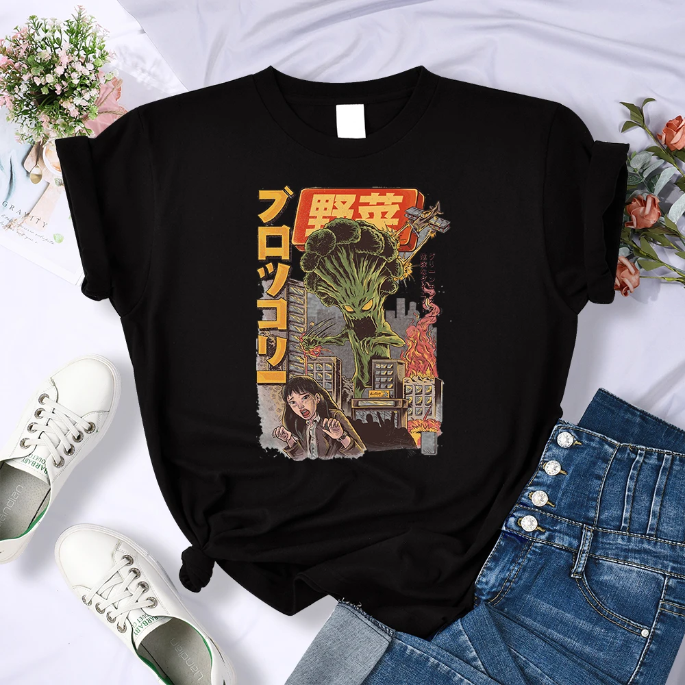 

Wild Vegetable Monsters Attack Humans Print Tshirts Women Soft Cool T-Shirt Sport Summer Tee Clothing Street Personality T-Shirt