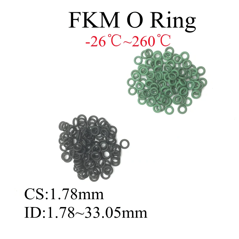 

10 шт. зеленое фторрезиновое уплотнительное кольцо FKM CS 1,78 мм ID1.78 ~ 33,5 мм уплотнительная прокладка изоляционное масло устойчивое к высоким те...