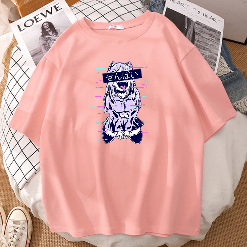 

Футболка мужская с рисунком кошки и девушки из аниме манги кавайная японская Mzumo футболка с мультяшным принтом мягкая футболка с круглым вы...