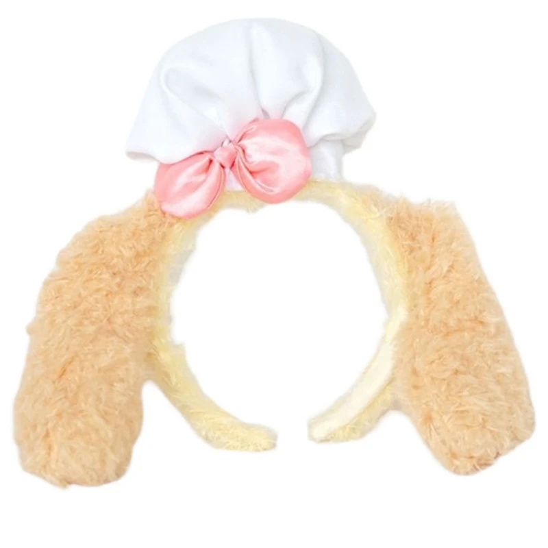 Cute Chef Dog Plush Headband Dog Ear Headband For Kids Party  Children Headwear Festival Park Cosplay Birthday Gift
