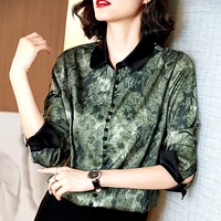 2022 traditional chinese clothing women tops blouses flower print silk shirt oriental female hanfu female china blouse