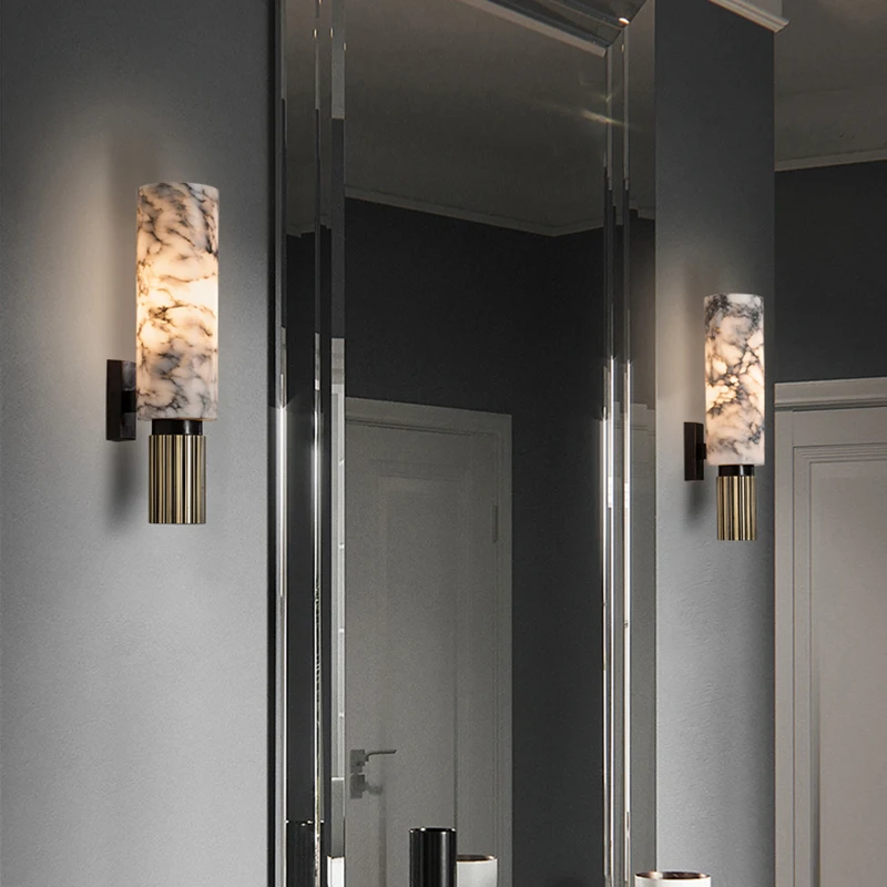 

Modern Copper Marble Wall Lamp Interior Luxury Sconce Parlor Aisle Corridor Entrance Wall Light LED Stair Light Hotel Porch Lamp