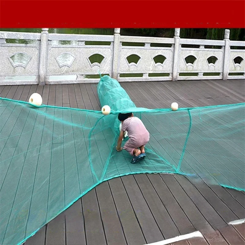 

Lobster Cage With Bamboo Pole Green Fish Cage Tiger Mouth Steel Fishing Net Fishing Fishing Accessories Aircraft Net