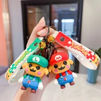 cute pokemon pikachu cosplay mario keychain kawaii anime keyring key chain key ring pendant for bag phone car jewelry gifts
