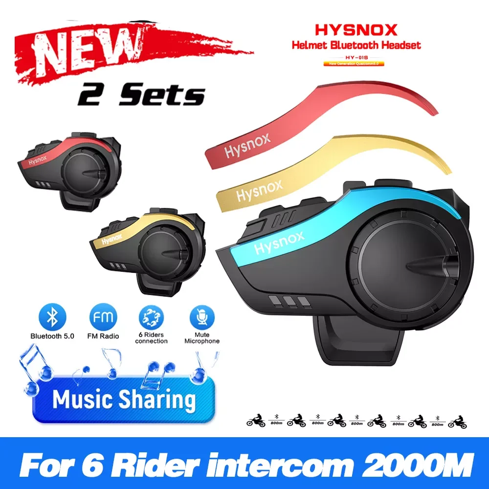 

I Motorcycle Bluetooth Helmet Headset Intercom for 6 riders 2000M Waterproof Wireless intercomunicador Interphone MP3