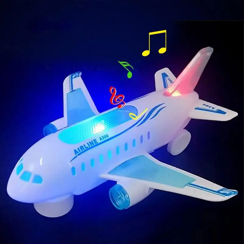 Airplane Model Toy Simulation Plane Toy Models with Music Sounds Airplane Early Learning Educational Toy Christmas Gift for Kids