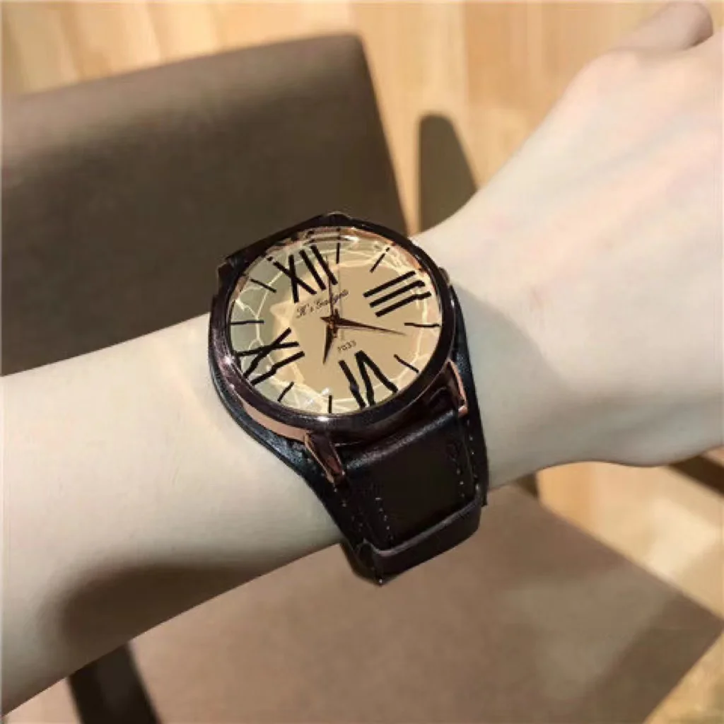 Genuine imported movement Europe and America fashion round women's watch women's leisure leather watch female high-grade simple