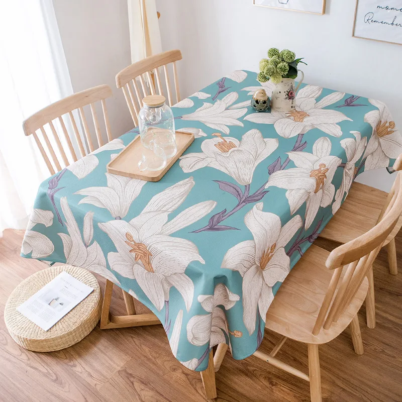 

Small Fresh Floral Tablecloth Pattern Waterproof Rectangular Kitchen Supplies Living Room Coffee Table Home Decoration Table