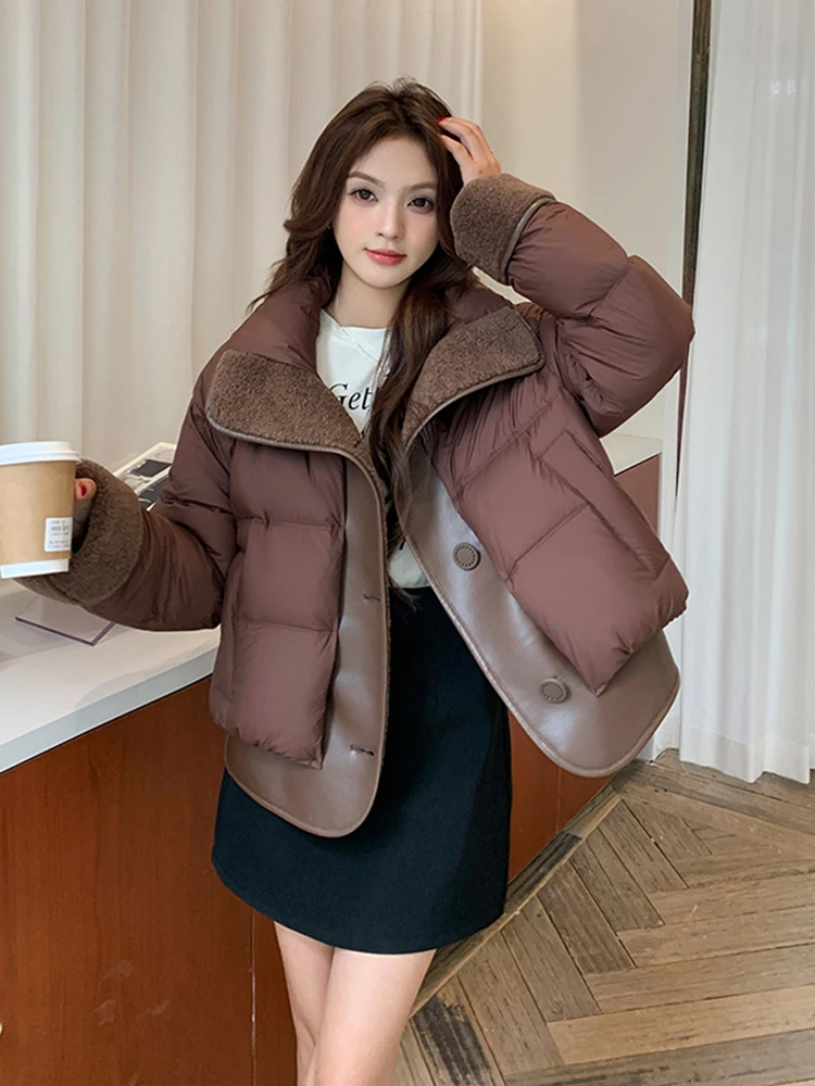 Maillard Coffee Color Short Down jacket Women Winter 2024 New High Sense Small 90 White Duck Down down Coat