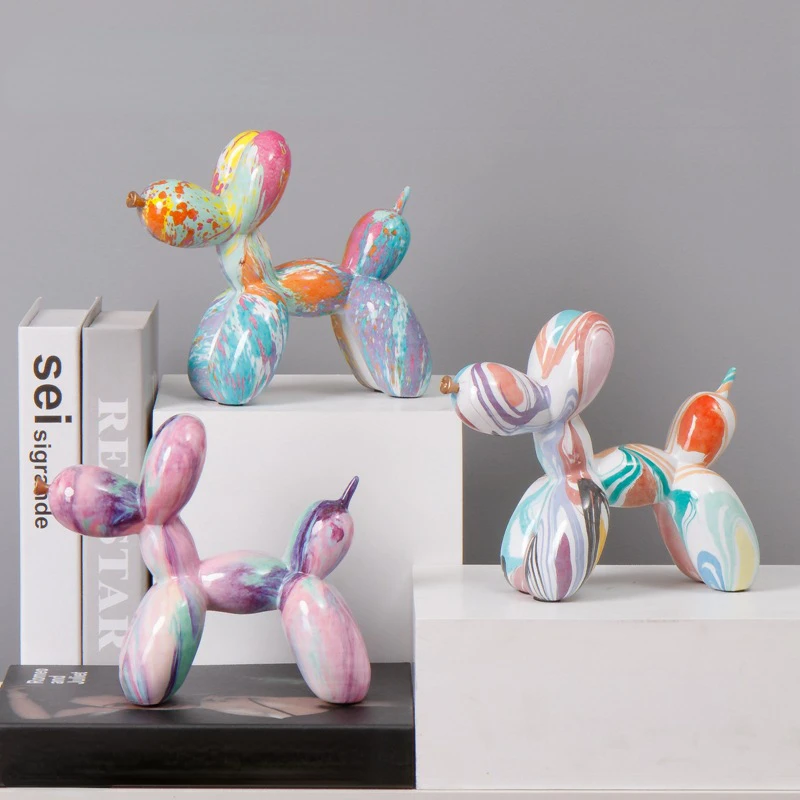 

Современные граффити творческие красочные шары собака миниатюры украшения Искусство для дома гостиной Декор фигурки для интерьера подаро...