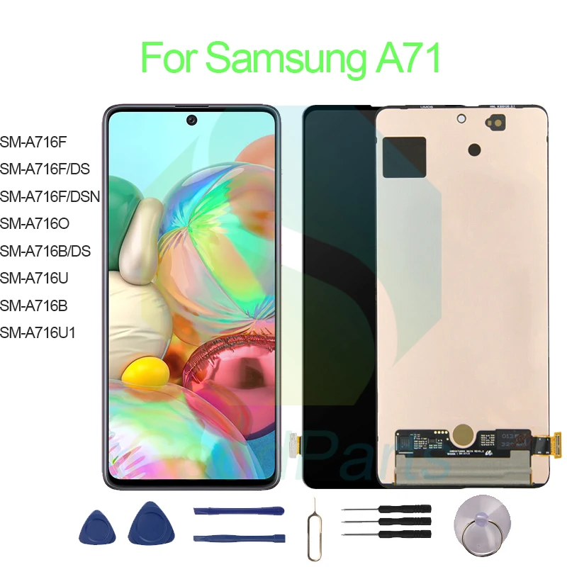

Для Samsung A71 ЖК-дисплей экран 6,7 'SM-A716F/F/DS/F/DSN/O/B/DS/U/B/U1 A71 сенсорный дигитайзер в сборе Замена