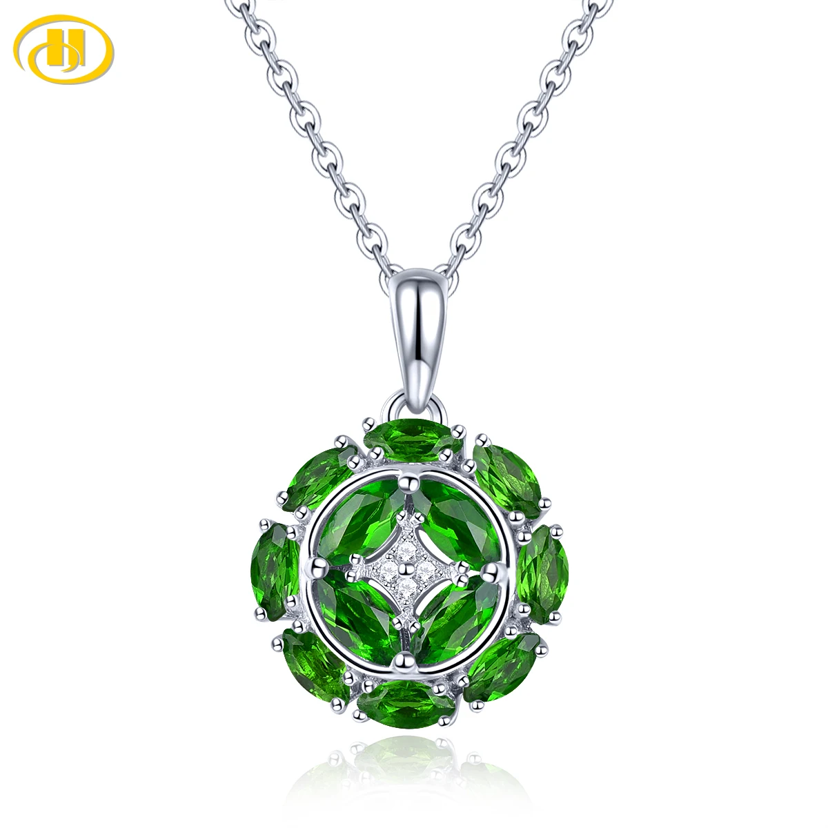 

Natural Chrome Diopside Sterling Silver Pendants 1.5 Carats Genuine Gemstone Women Classic Style Jewelrys S925 Top Quality