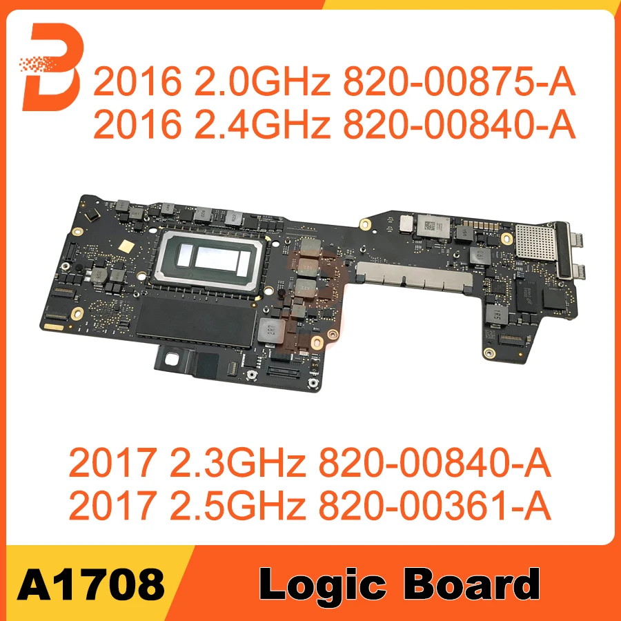 

Original A1708 Motherboard 820-00875-A 820-00361-A 820-00840-A for MacBook Pro 13" A1708 Logic Board Replacement 2016 2017 Year