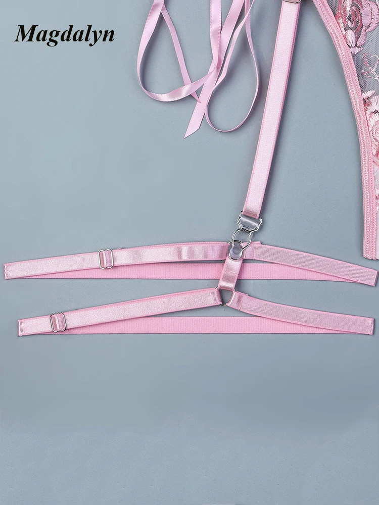 Magdalyn женские сексуальные прозрачные кружевные боди с цветочным принтом модные